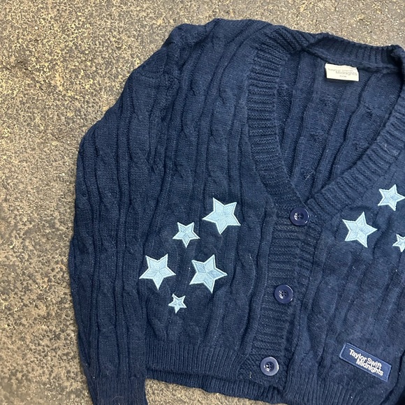 Taylor Swift Midnights Cardigan Cable Knit Button Up Blue Women’s Xs/sm Singer - Picture 2 of 7